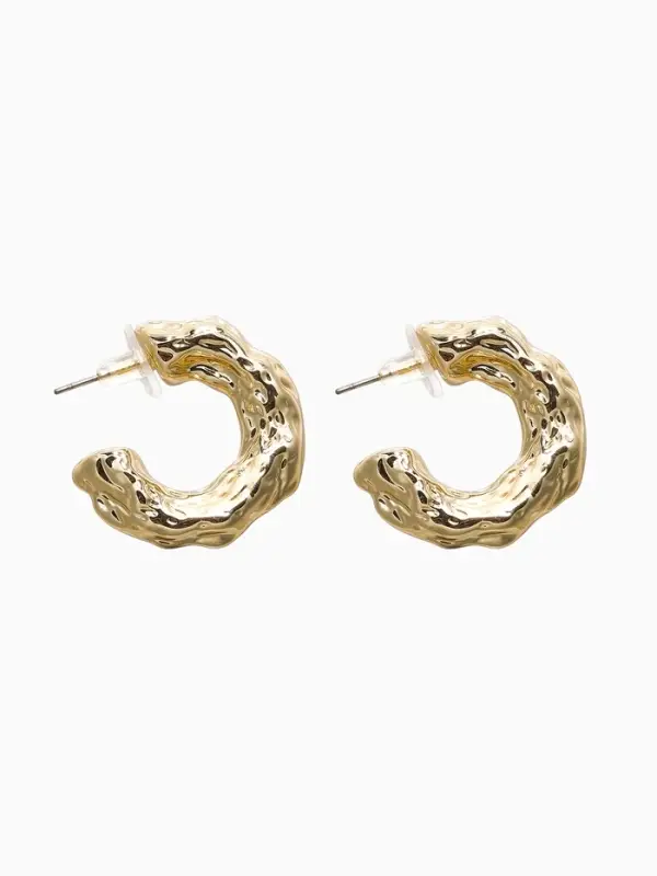 Серьги пластик &laquo;Мятые&raquo; кольца, цвет золото