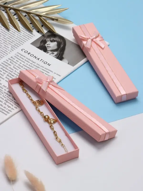 Набор короборчек подарочных 6 шт.  под браслет/цепочку/часы, 21*4*2, цвет розовый с перламутровым бл