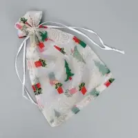 Мешочек подарочный органза &laquo;Новогодние подарки&raquo;, ёлки, 16 х 24 см +/- 1.5 см