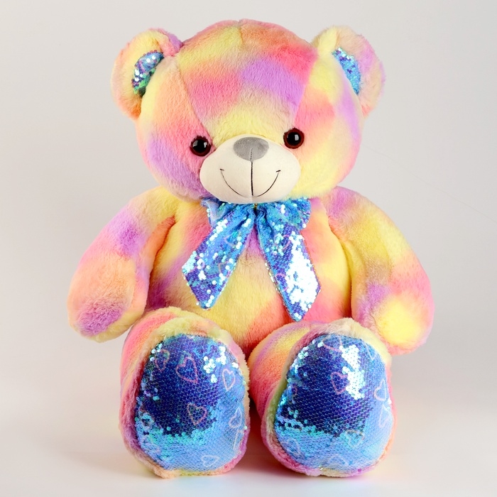 Мягкая игрушка &laquo;Мишка&raquo;, с паетками, 80 см, цвет жёлтый