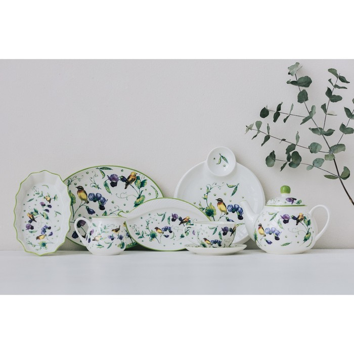 Блюдо фарфоровое для подачи Доляна &laquo;Зелёный сад&raquo;, 25&times;18,5 см, цвет белый