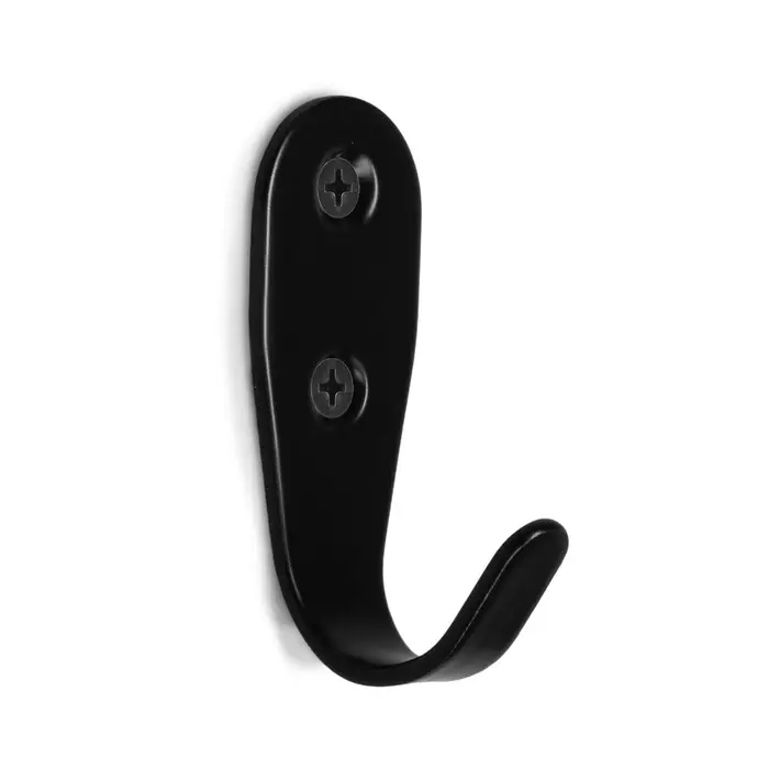 Крючок мебельный ТУНДРА TKO017, однорожковый, черный, 10 шт.