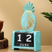 Календарь настольный "Ананас" дерево 11х5х16 см, цв. бирюзовый