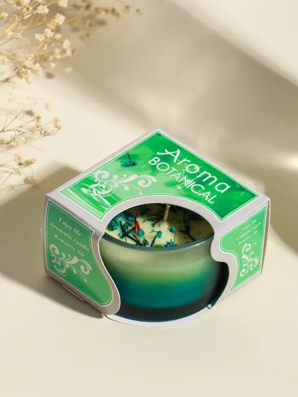 Свеча ароматическая в стакане "Aroma botanical" сухоцветы зелень, роза 7,5х7,5х5 см