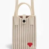 Сумка подр Сердце, 12*4*17, отд на кнопке, дл ремень, бело/серый