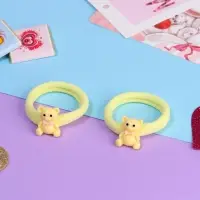 Резинка для волос &laquo;Маленькая радость&raquo;, набор 2 шт., мишка, 3.5 см, жёлтая