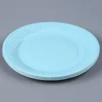 Тарелка одноразовая бумажная однотонная, голубая, 18 см
