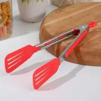 Щипцы кулинарные Доляна &laquo;Лопатка&raquo;, 25&times;5 см, цвет красный
