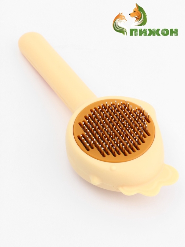 Пуходерка пластиковая "Петушок" с самоочисткой, 8,7 х 22 см, жёлтая