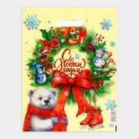 Пакет &laquo;Рождественский венок&raquo;, полиэтиленовый с вырубной ручкой, 30&times;40 см