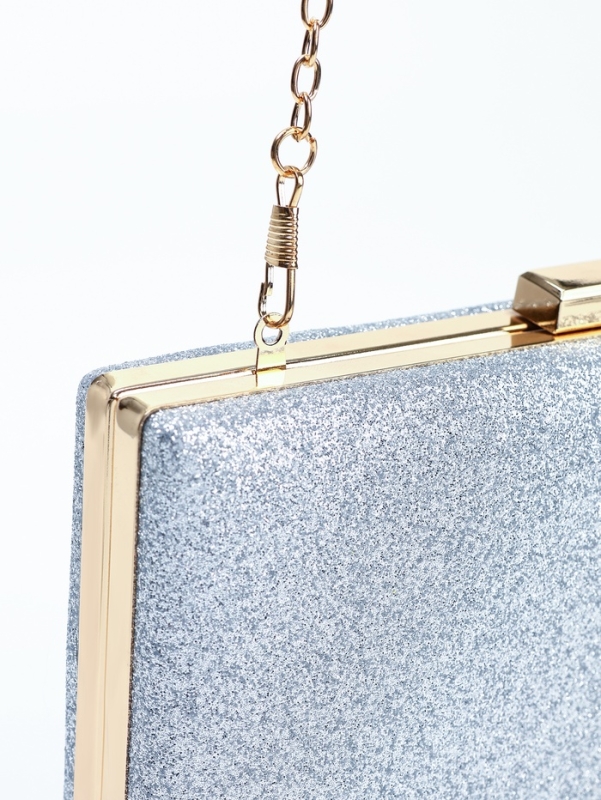 Сумка жен,  17,5*5*9, отд на фермуаре, цепь, серебро