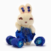 Набор мыльных роз в коробке 8 штук, бирюзово-белые с зайчиком