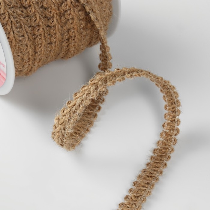 Тесьма декоративная холщовая &laquo;Шанель&raquo;, 10 мм, 9 &plusmn; 0,5 м, цвет бежевый