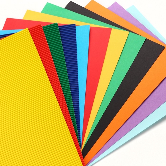 Картон цветной гофрированный, А4, 10 листов, 10 цветов, немелованный, двусторонний, в папке, 230 г/м&sup2;, Гравити Фолз