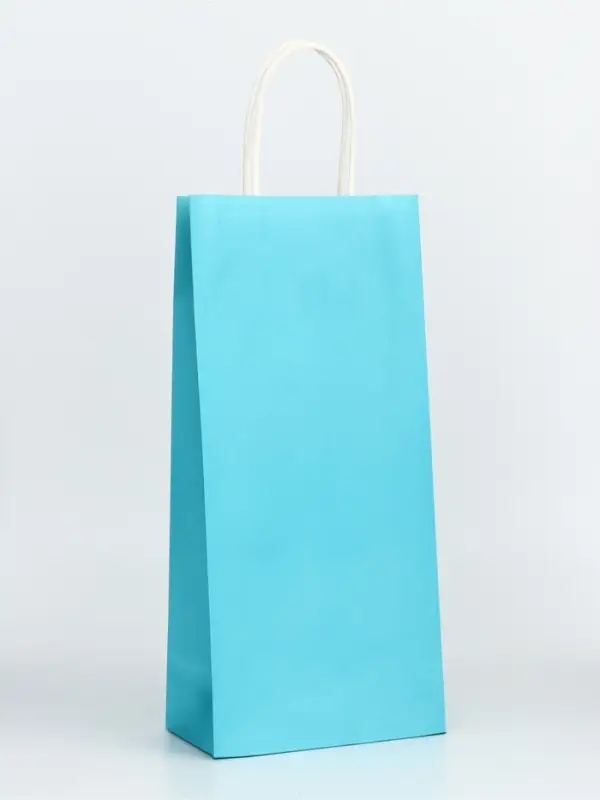 Пакет крафт под бутылку, &laquo;Лазурный&raquo;, 14&times;8&times;32 см