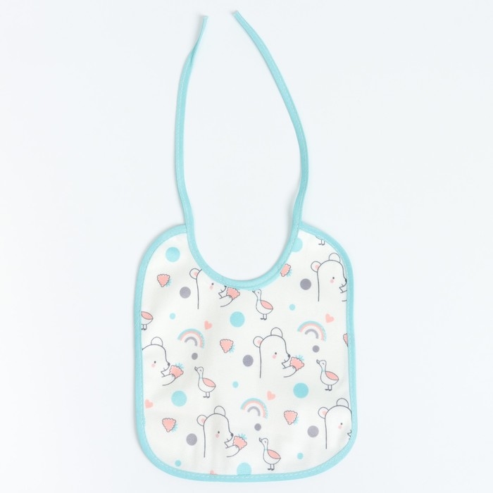 Набор детских слюнявчиков Крошка Я, 4 шт. + подарок, 20х17 см., цвет бирюзовый, серый