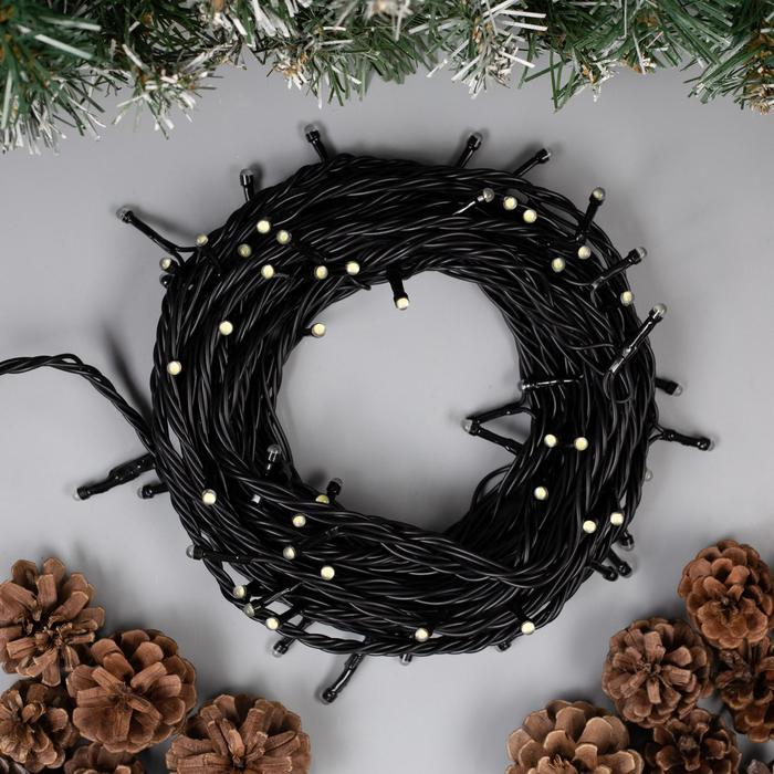 Гирлянда &laquo;Нить&raquo; 10 м, IP44, УМС, тёмная нить, 72 SMD-LED, свечение белое, 220 В