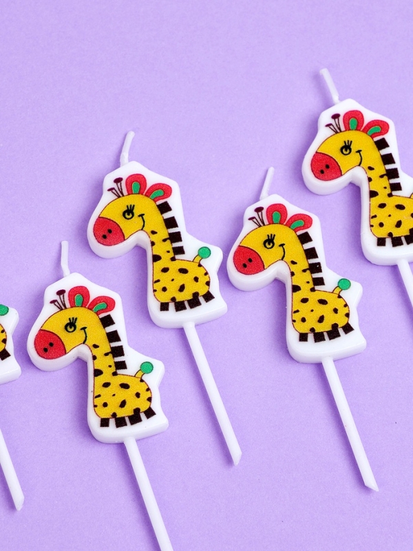 Свечи для торта "Жирафики", 5 шт, желтые