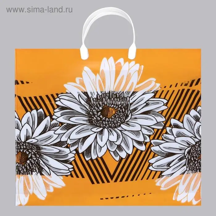 Пакет "Ассорти цветы", полиэтиленовый с пластиковой ручкой, МИКС 100 мкм 38 х 35 см