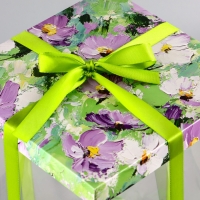 Коробка PVC, для цветов с лентой, 28 х 18 х 18 см, зеленый