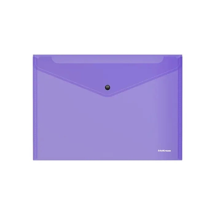 Папка-конверт на кнопке А4, 140 мкм, ErichKrause Fizzy Vivid, глянцевая, вмещает до 120 листов, полупрозрачная, микс