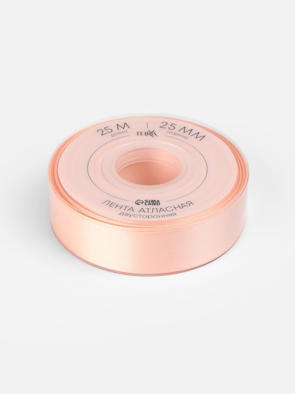 Лента атласная двухсторонняя №0714 25мм*25&plusmn;1м персиковый пух TR