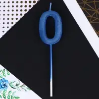 Свеча для торта, цифра &laquo;0&raquo;, синяя, 4 х 13 см