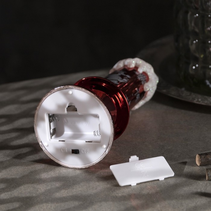 Светодиодная фигура &laquo;Свеча с Дедом Морозом&raquo; 7 &times; 20 &times; 7 см, пластик, батарейки АААх2 (не в комплекте), свечение тёплое белое