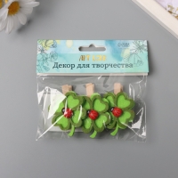 Декор для творчества дерево, фетр "Прищепка. Клевер и божья коровка" н-р 3 шт 1,7х4,6х5,5 см   10473