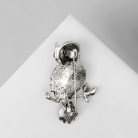 Брошь &laquo;Сова&raquo;, цвет зелёный в чернёном серебре