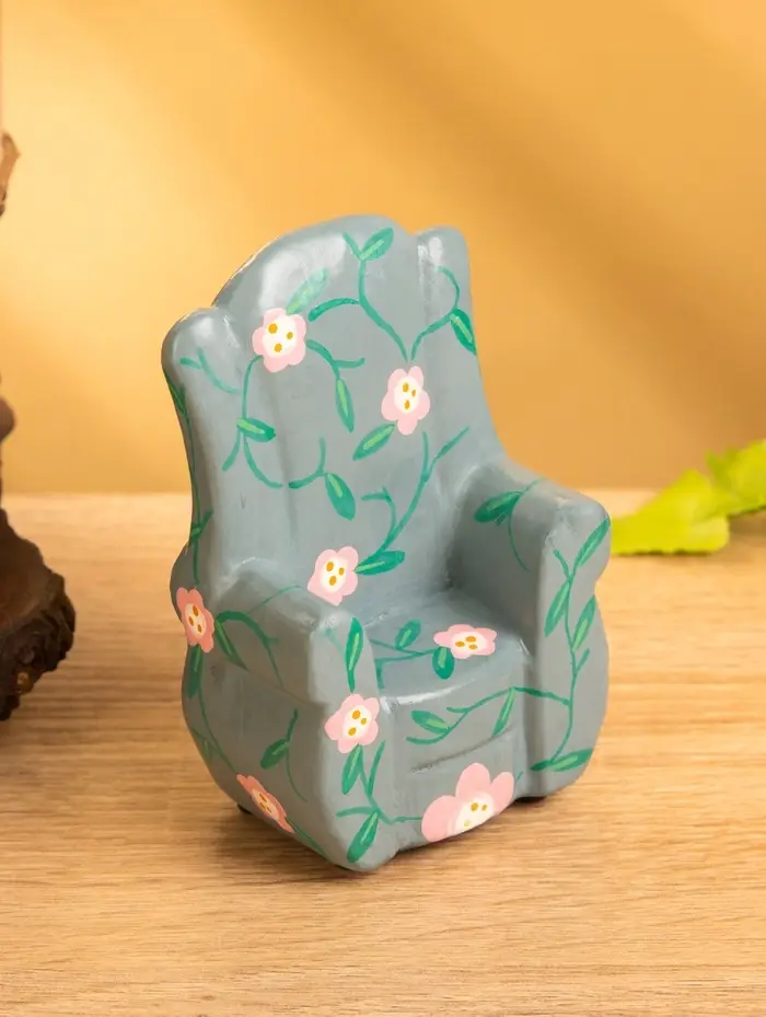 Сувенир дерево "Кресло с цветами" цв. зелёный, 6х5х9,5 см