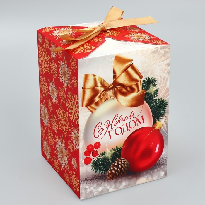 Коробка подарочная новогодняя складная &laquo;С Новым годом&raquo;, шары, 12 х 18 х 12 см, Новый год