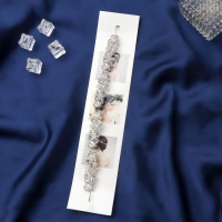 Аксессуар для волос "Берта" (с невидимками) цветы, бабочки, 23,5 см, серебристо-белый