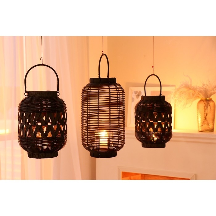 Подсвечник пластик "Фонарик. Корзинка" чёрный 30х21х21 см