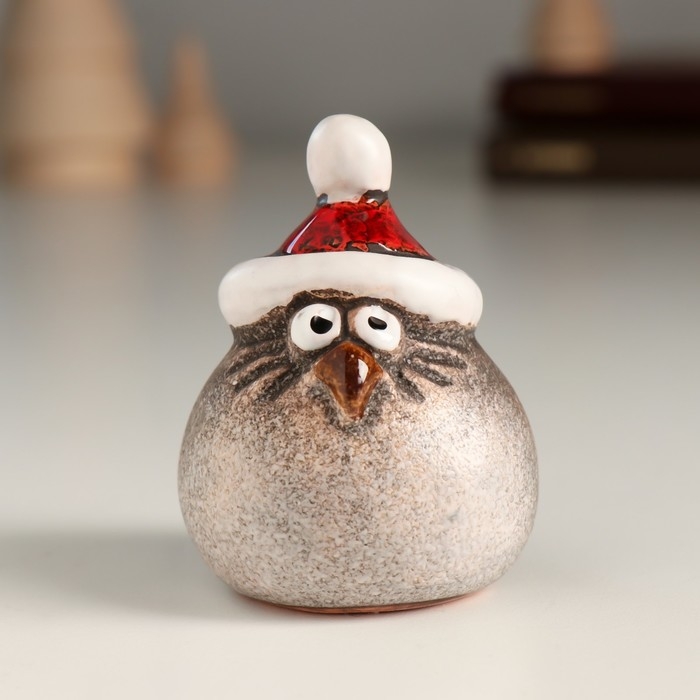 Сувенир керамика "Птенчик в красной шапочке" 4,8х4,9х6,3 см