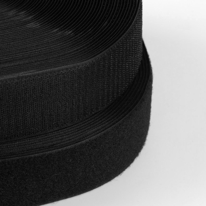 Липучка, 50 мм &times; 25 &plusmn; 1 м, цвет чёрный