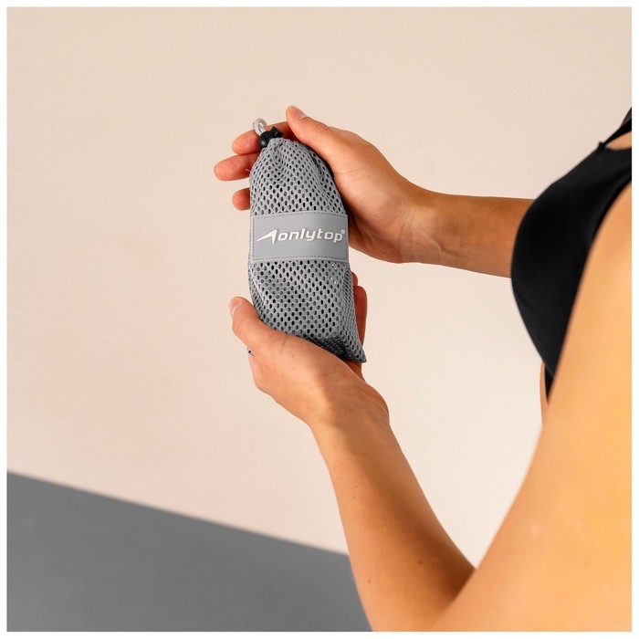 Эспандер-лента ONLYTOP, эластичная, с захватами, 90х4 см, цвет серый