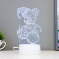 Светильник сенсорный "Мишка в шапке" LED 7 цветов USB/от батареек белый