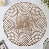 Набор салфеток сервировочных на стол Доляна &laquo;Вира&raquo;, 4 шт, d=38 см, цвет золотой