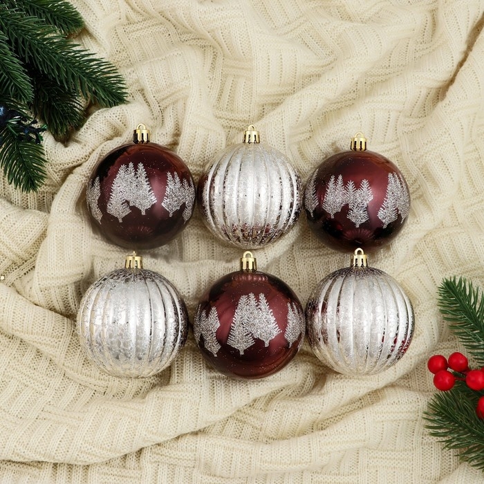 Набор шаров пластик d-8 см, 4 шт "Мюриель" посыпка, розовый синий