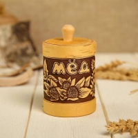 Туес &laquo;Цветочный&raquo;, мёд, 6&times;9,5 см, береста