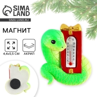 Магнит новогодний &laquo;Змея с градусником&raquo; на Новый год, 4,4 х 5,5 см