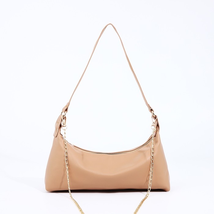 Сумка-багет на молнии, цвет бежевый