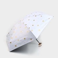 Зонт женский механический, 6 спиц, цвет белый в золотой горошек.