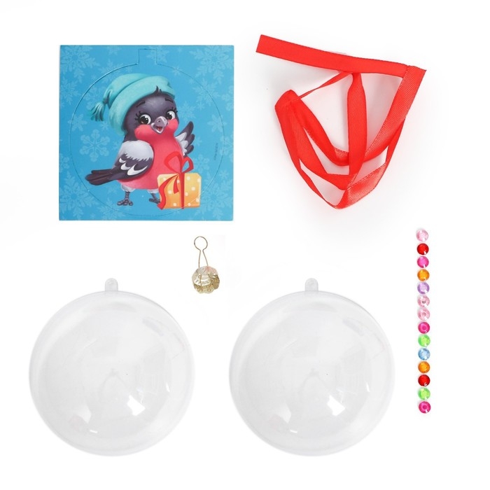 Ёлочный шар с раскраской на новый год &laquo;Снегирь&raquo;, новогодний набор для творчества