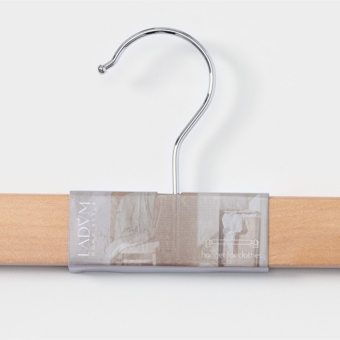 Вешалка для брюк и юбок LaDо́m Bois, с зажимами, деревянная сорт А, 34,5&times;1,2&times;12,5 см, цвет светлое дерево