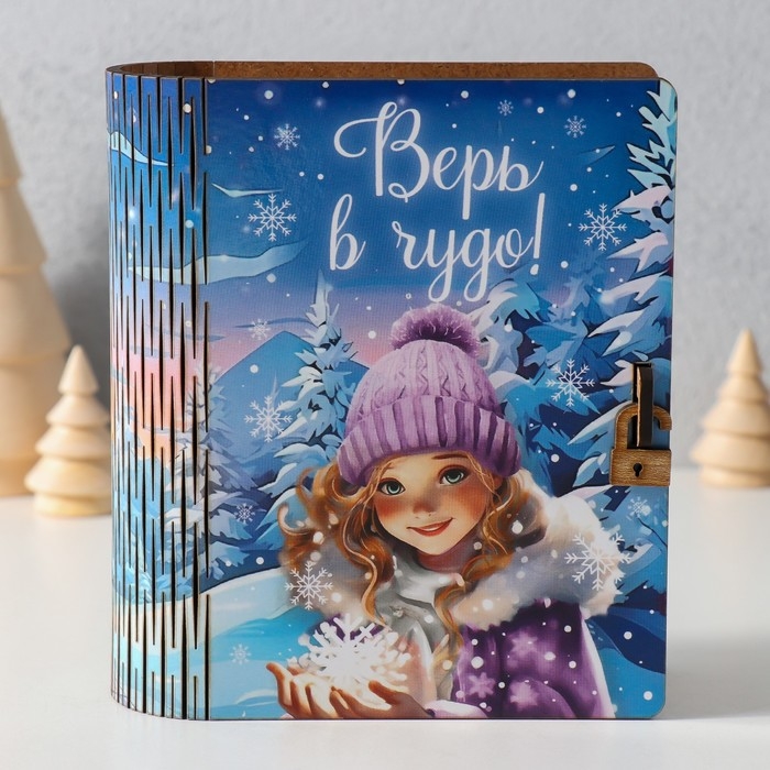 Новогодняя копилка-шкатулка "Верь в чудо" 14х12х5 см