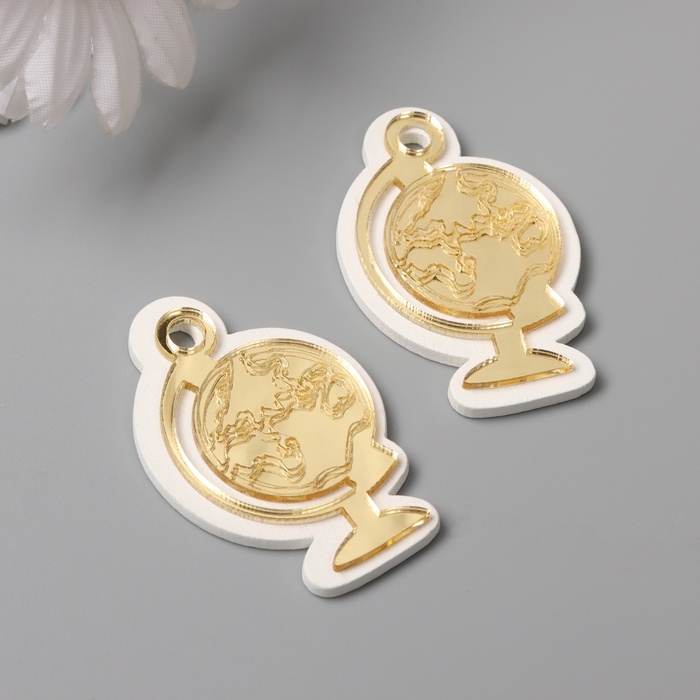 Декор для творчества дерево, пластик "Глобус" зеркальный набор 2 шт 3,4х5 см