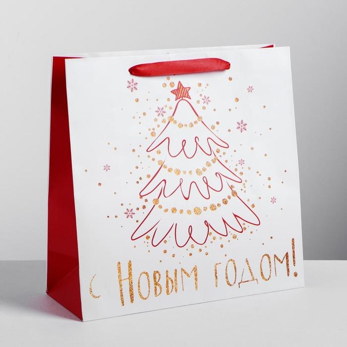 Пакет подарочный новогодний ламинированный квадратный &laquo;Снежного Нового года!&raquo;, 30 х 30 х 12см, Новый год
