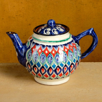 Набор чайный Риштан, 9 предм: чайник 1л., 6 пиал 9,5см, конфетница 23см, сахарница 250м